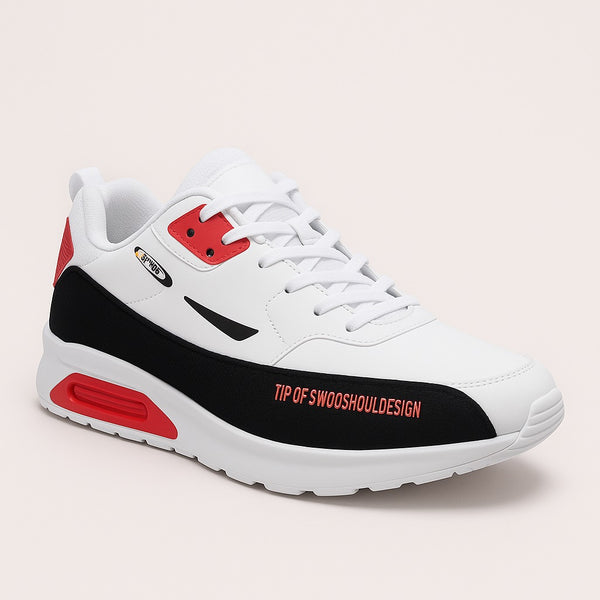 Air Cushion Men’s Stylish White-Red Sports Sneakers